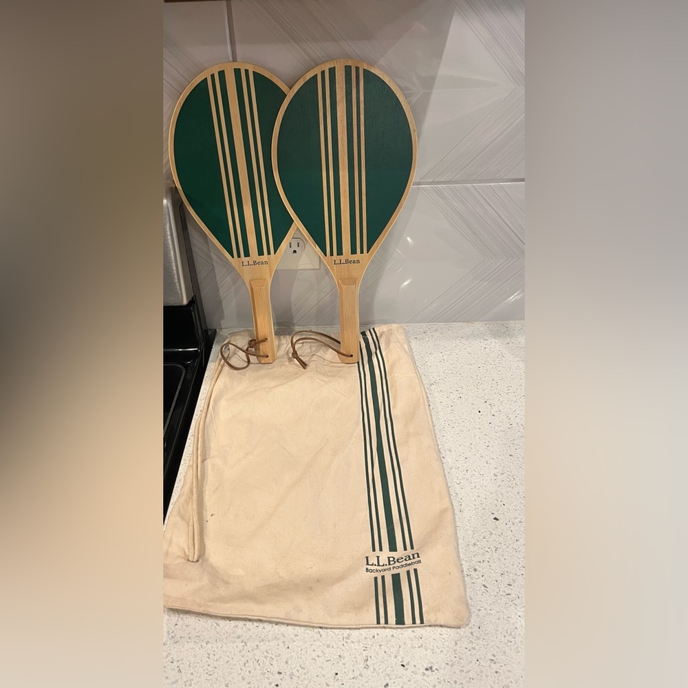 L.L. Bean Paddle Set with Green Stripes